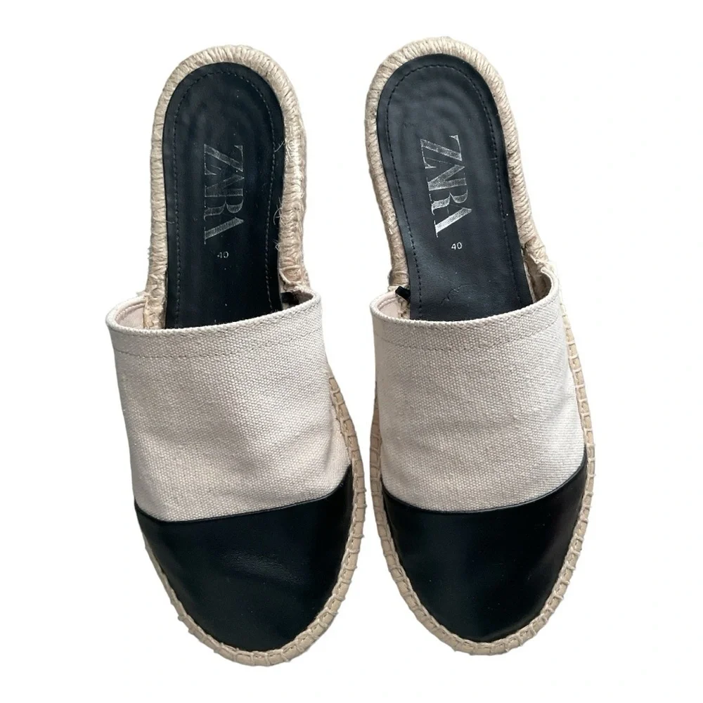 Zara Toe Cap Espadrilles Mules Size 40